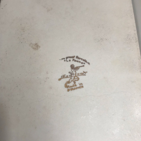 Lourlioux Le Faune Porcelain Serving Dish Long Rectangle Fruits Golden Trim - Picture 5 of 16